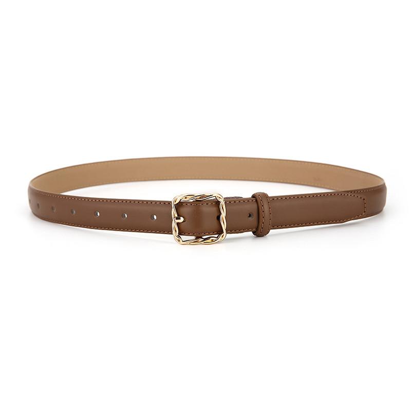 Genuine Leather Womens Summer Belt With Brass Buckle For Casual And Office Wear
