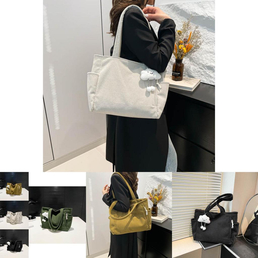 Trendy Versatile Canvas Tote Bag For Women In Solid Colors Perfect For Daily Use