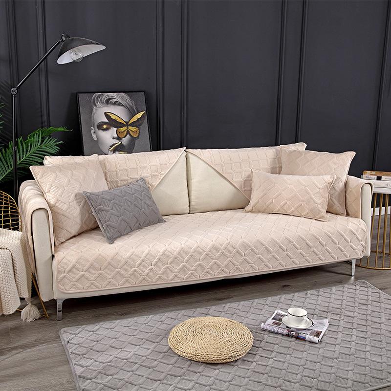 Four Seasons Universal Short Plush Sofa Cushion Thickened Non-Slip Cover Cloth Cushion All-Inclusive Sofa Universal Cover Anti-Scratching