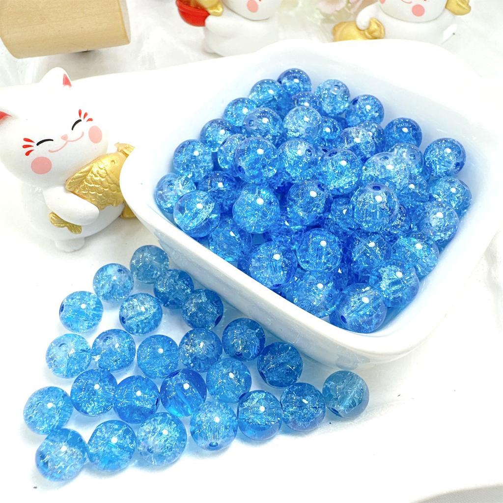 10mm Crackle Glass Round Beads, Loose Spacer Beads DIY Accessories for Bracelet Making 50pcs