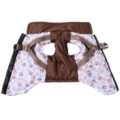 Dog Clothes with Harness for Small Medium Dogs Cats Autumn Winter Warm Reflective Puppy Vest Jacket Paw Printed Pet Coat Outfits