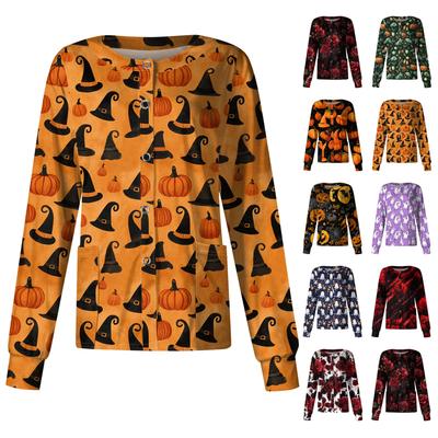 Damen Casual Mode Einreihig Halloween Grafik Bedruckt Krankenpfleger Oberteile
