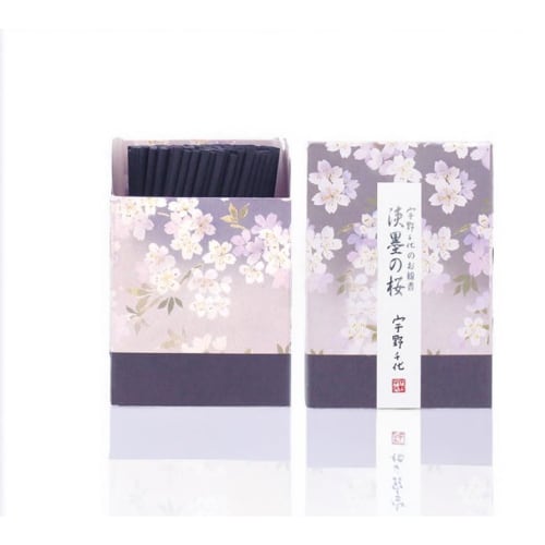 [Uno Chiyo Incense] Pale Ink Cherry Blossom Incense, Ultra-Low Smoke, Sandalwood Scent, Extra Short (Mini Size) [Established in 1820 by Eirakuya]