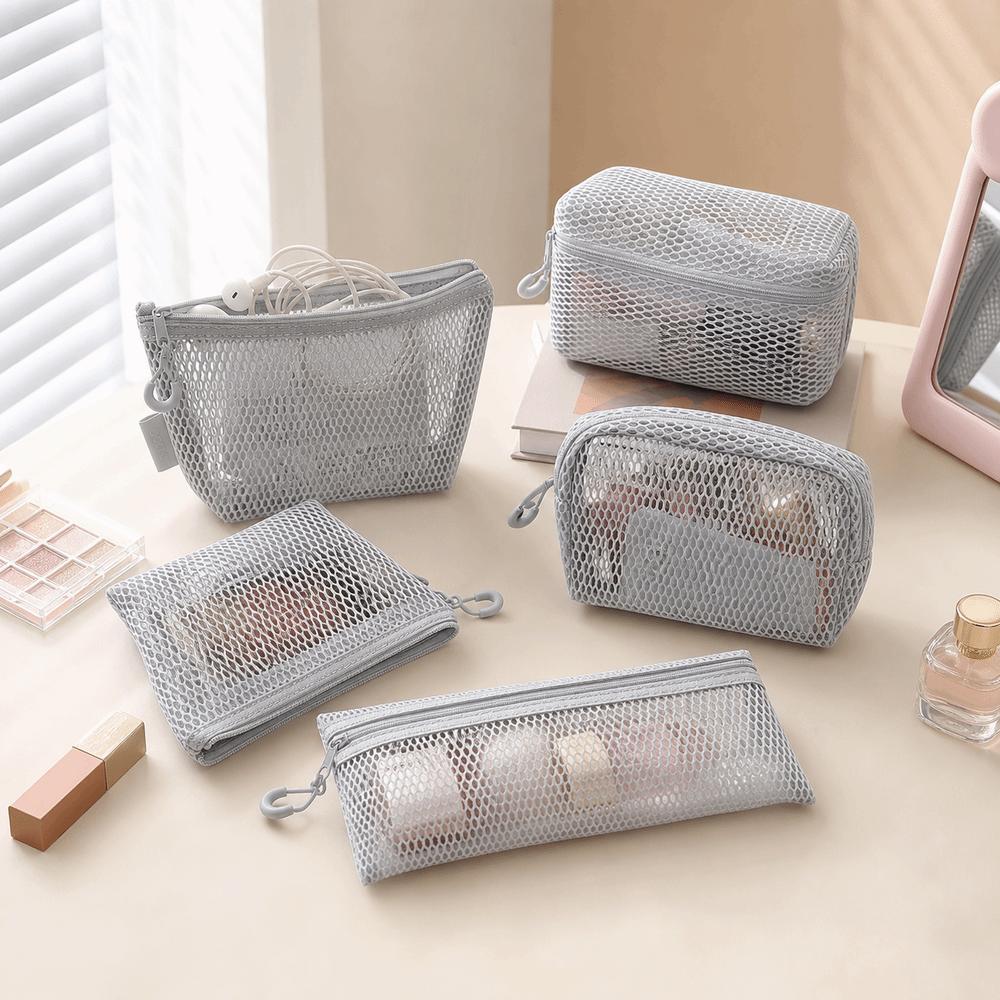 Breathable Mesh Makeup Bag Square Mini Zipper Coin Purse Transparent Storage Bag Travel Storage