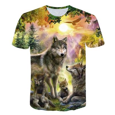 Wolf 3D Print Animal Cool Funny T-Shirt Short Sleeve Summer Fashion Children's Boy T-shirts
