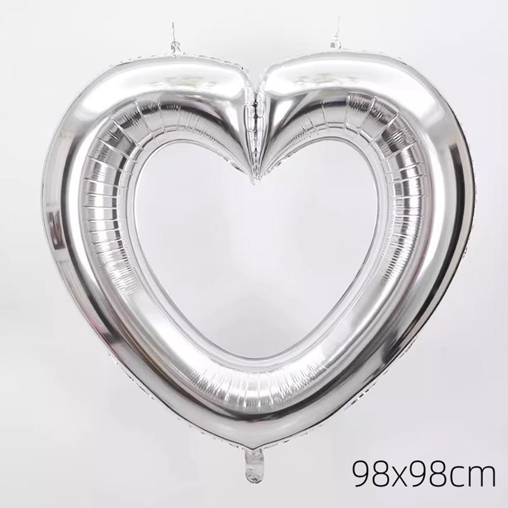 Love Balloon Decoration Hollow Out Big Love Photo Frame Aluminum Film Balloon Photo Props Boys And Girls Party Scene Arrangement