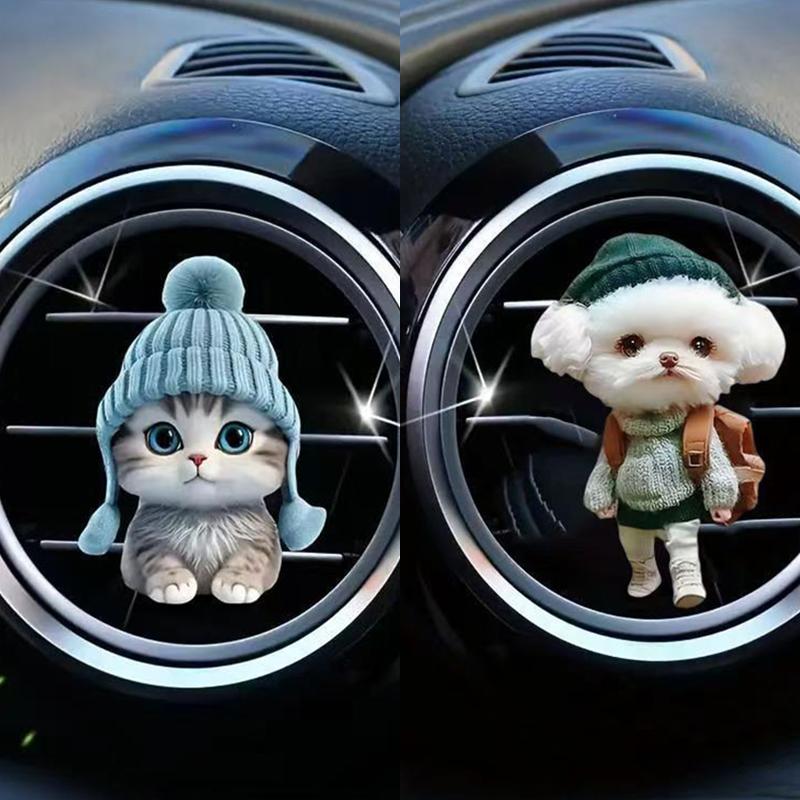 Car Air Outlet Aromatherapy Hoodie Cat Finished Ventilation Clip Car Decoration Aromatherapy Cute Acrylic Waterproof Decoration