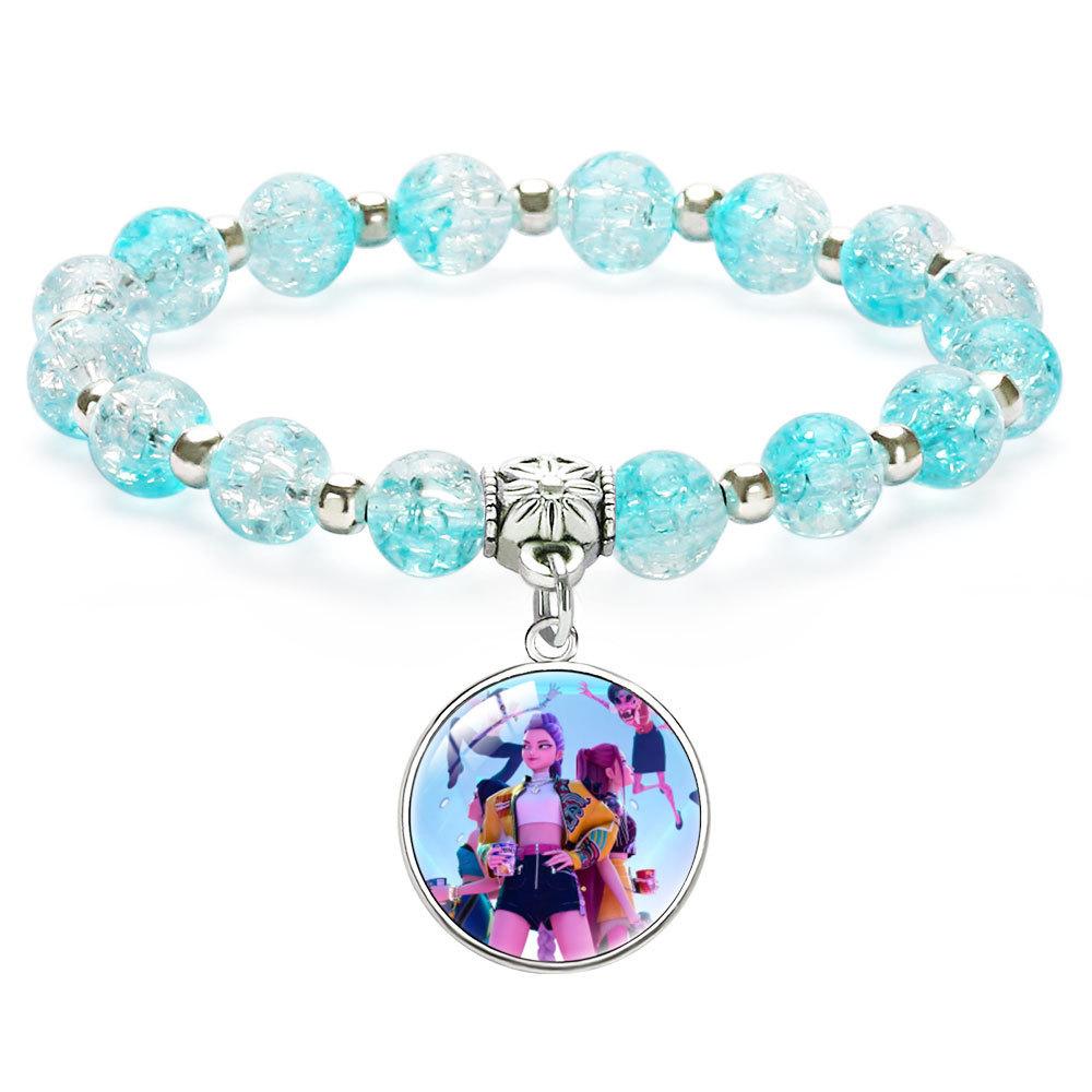 

Fashion Kids Rumi Zoey Mira Beaded Pendant Ice Crack Inlaid Gemstone Bracelet 16mm