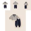 Boys Striped Cotton Kids Sweater Pants Set With Letter Cartoon Prints For Autumn Playtime