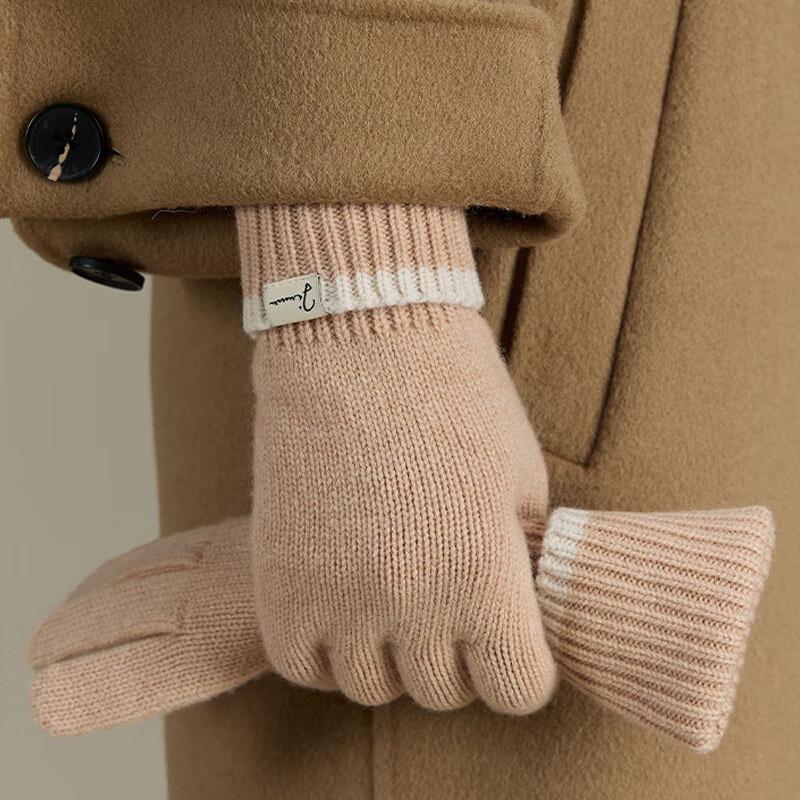 

JIUMU Women s Autumn/Winter Thickened Warm Touchscreen Pure Wool Gloves One Size