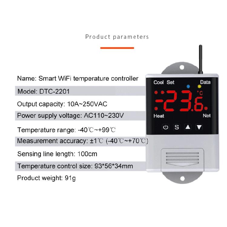 Termostato WIFI 110V-230VAC 10A Controller Digitale di Temperatura 2 Uscite