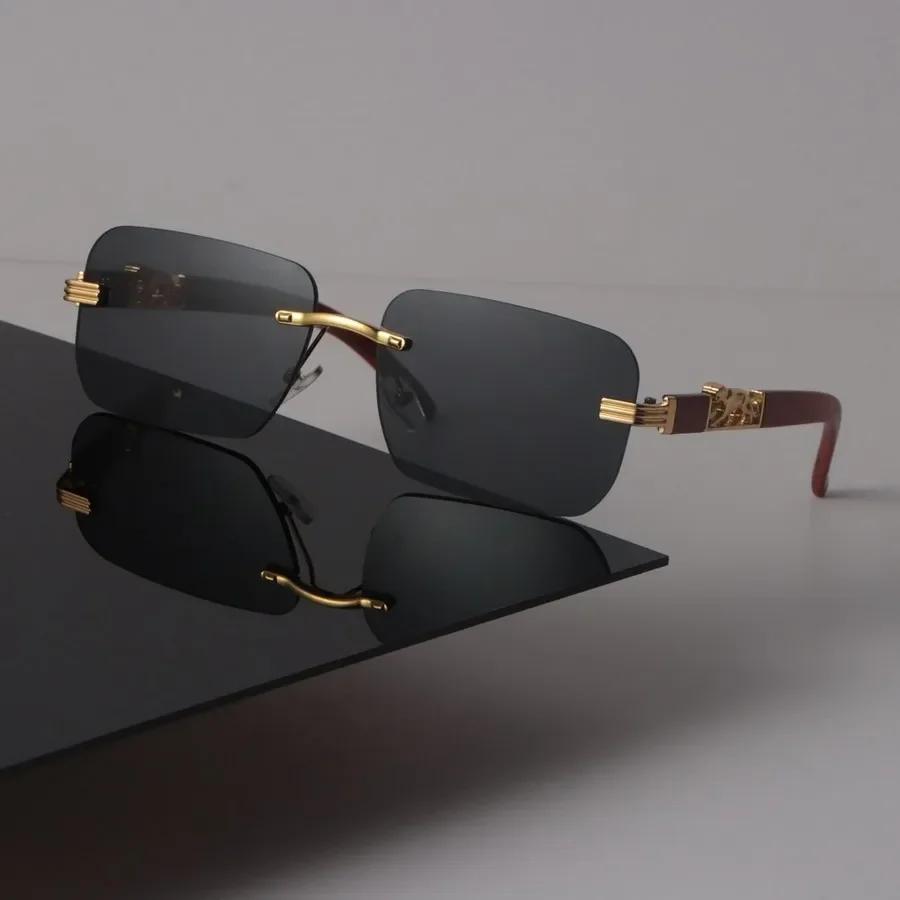 Retro Quadratische Sonnenbrille Damen Herren Luxusmarke Designer Spiegel Sonnenbrille Randlos Oculos De Sol Unisex Mode