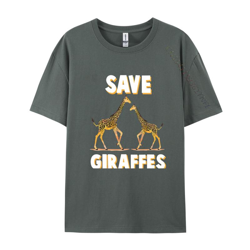 Save The Giraffes Safari Conservation TShirt Custom Funny Men Tops Tees Custom Cotton Black Graphic T Shirts