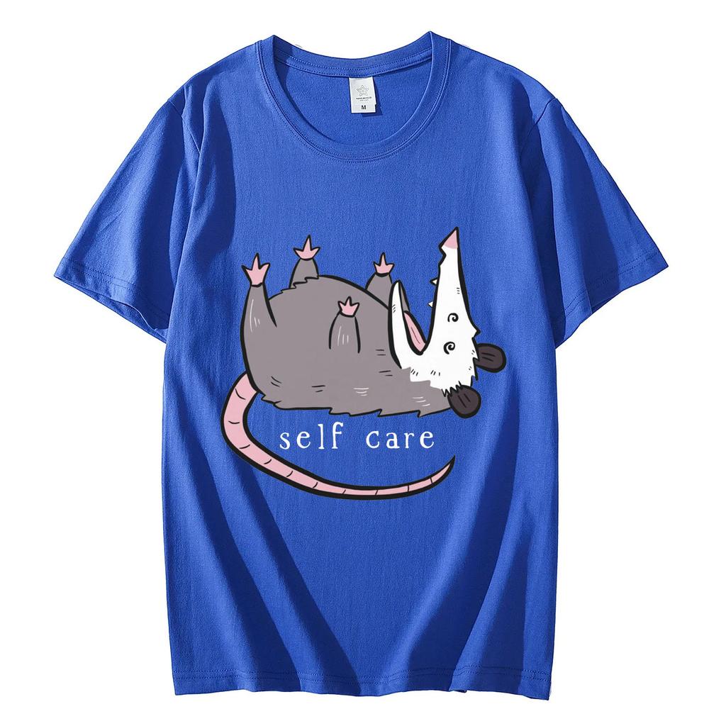 Opossum Self Care Funny Tshirt Mens Womens Casual Cute Short Sleeve Tshirts Harajuku Fashion Oversized T Shirts Streetwear
