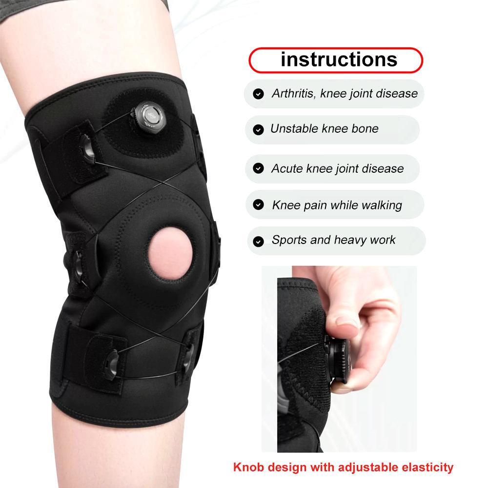 1Pcs Hinged Knee Brace, Adjustable Knee Support Wrap for Men Women, Pain Relief Swelling, Patellar Tendon Support Sleeve for Strains