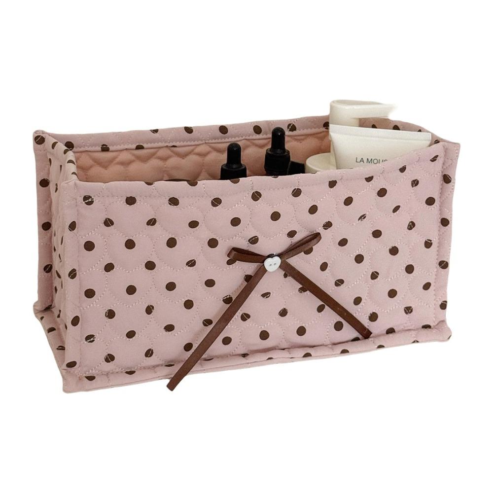 Rectangular Polka Dot Storage Basket Heart-Shaped Fabric Storage Box Home Decoration розовый