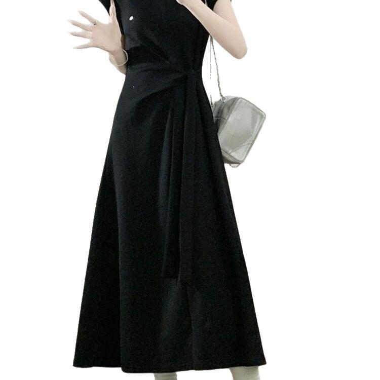 Large Size Fat Mm Design Sense Lace-up Waist Dress Women's Summer Fashion Foreign Style Thin Casual T-shirt Skirt