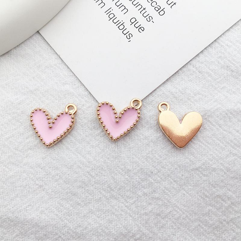 

10 шт. капающее масло в форме любви, кулон из сплава, бусины, браслет, серьги, ожерелье, кулон, украшение «сделай сам», аксессуары розовый