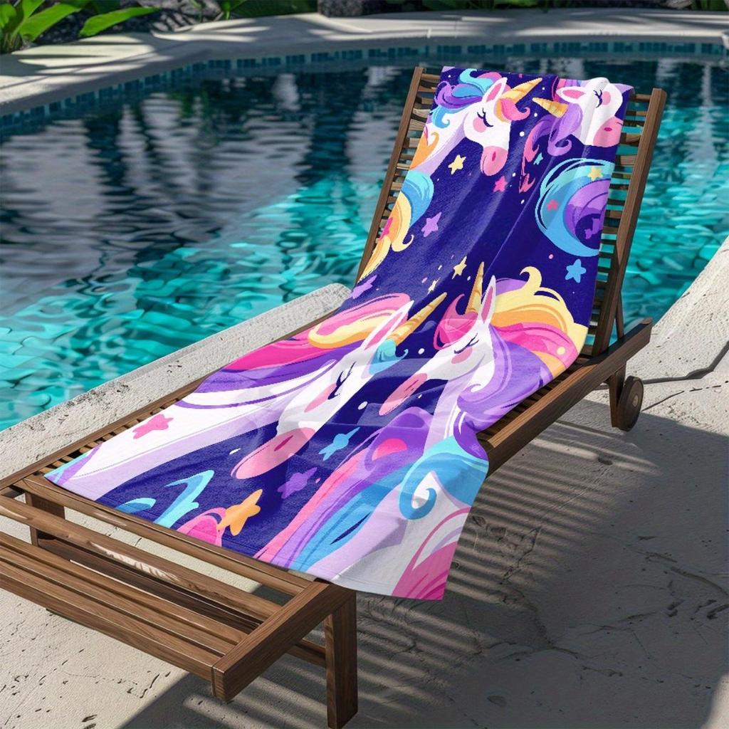 1pc Cute Unicorn Beach Towel, Microfiber Ultra-Absorbent, Ideal for Beach Party Travel Camping, Essential Summer Beach Accessory