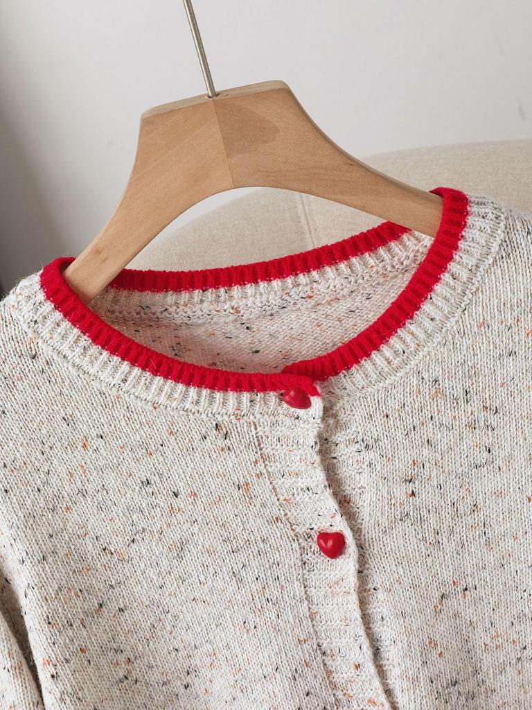 Tendance TikTok: Gilet en maille bloc de couleur rétro 2026 - Veste à manches longues pour femme pour l'automne/l'hiver en Europe et en Amérique