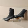 Krazing Pot Microfiber Basic Design Winter Pointed Toe Metal Thin High Heels Modern Boots Women Ankle Boots