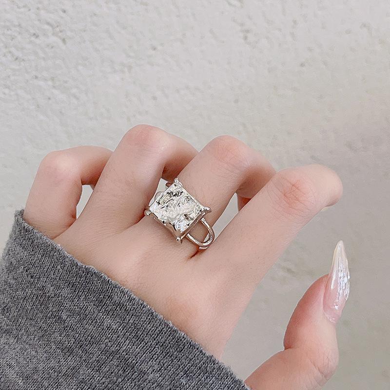 Ring Women'S Tide Cool Lava Irregular Personality Niche Design High Sense Index Finger Ring Fashion Personality Exaggerated Jewelry