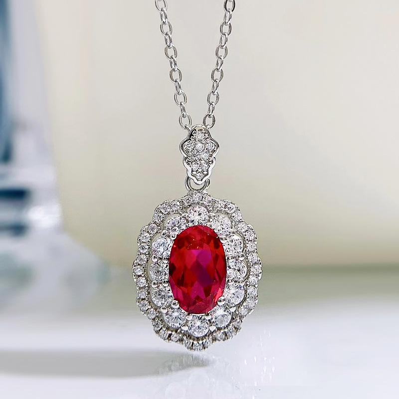 

Jin 2024 S925 Silver Simulated Ruby 6x9 Necklace - Trendy Jewelry Piece 925 Silver красный