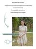Women's Summer Qipao Dress: Chinese-Inspired Floral Print, Waist-Cinching, Puff Sleeves, Zipper, Mid-Length A-Line