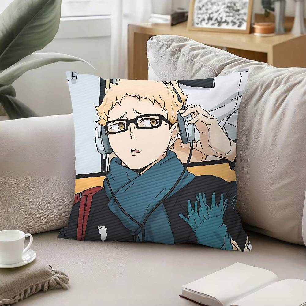 Cartoon Kei Tsukishima Throw Pillow Covers Pattern Cushion Cover Suitable For Sofa Bedroom Car Pillow Cover