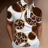 Men'S Zip-Up 3Dpolo Shirt, Printed Lapel, Short-Sleeved Pullover, Casual Wear