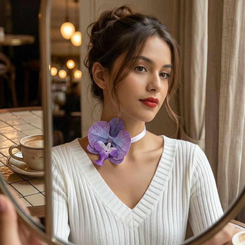 High-end Flower Necklace Charm Flower Choker Personalized Design Beach Jewelry  Neck Accessories