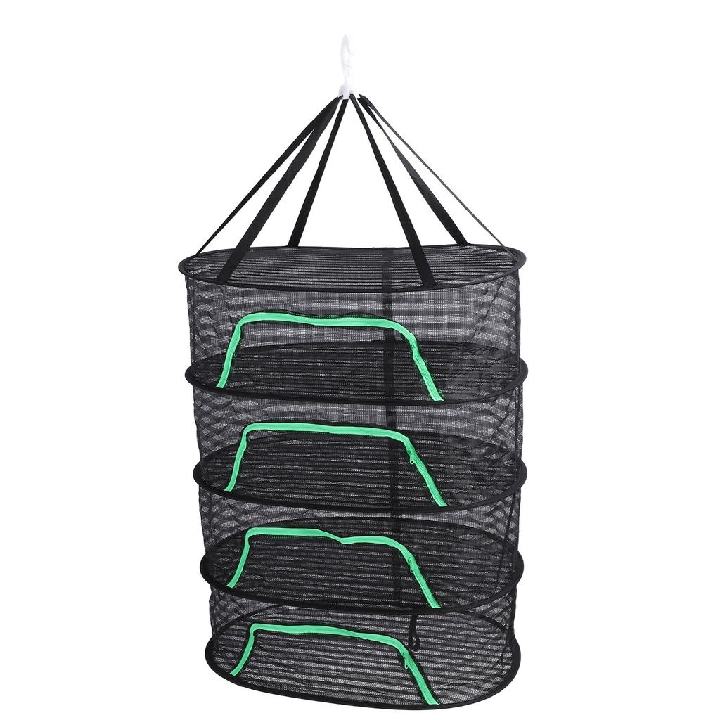 Hanging Drying Mesh Breathable Polyester Foldable Multi Layer Versatile Drying Rack with Zipper for Fish Vegetable Fruits Petal