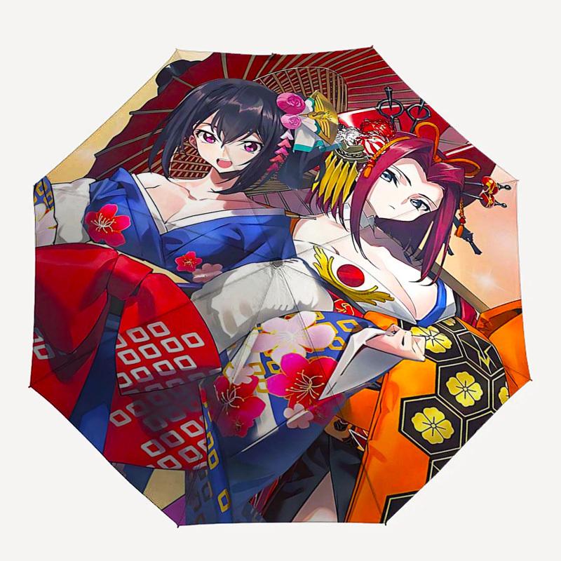 1pc Anime Character Outdoor Umbrella - Floral Design - Automatic Opening & Closing - Portable 3-Fold Design - 8-Bone Iron Frame - Festival Gift -