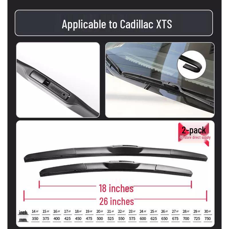 Cadillac XTS 2015-16 Wiperless Silent Rubber Blade Strip Frameless Wiper