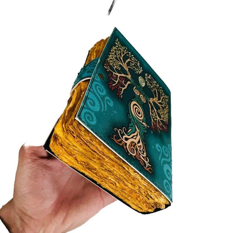 Spell book of shadows journal blank mother of earth deckle edge paper vintage inspired leather journal notebook diary