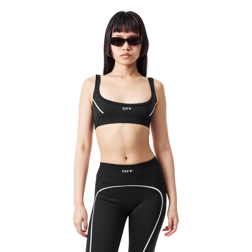 Off White Womens/Ladies Scoop Neck Snug Fit Sports Bra