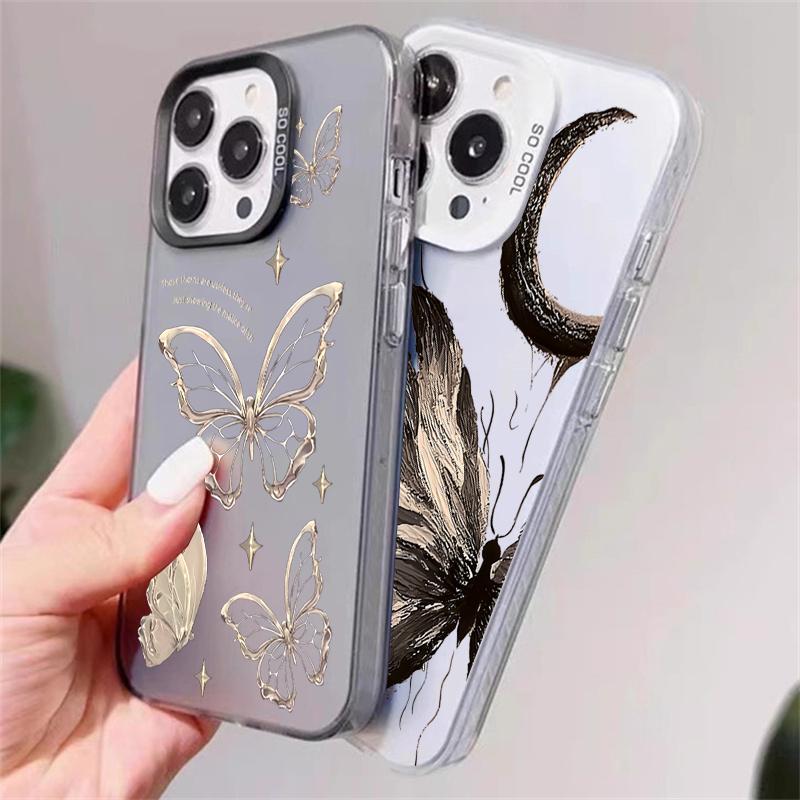 Butterfly Pattern Phone Case For Samsung Galaxy S24 S23 Ultra S22 Plus S21 FE A05 A14 A34 A54 A15 A35 A55 A53 A52 Plating Cover