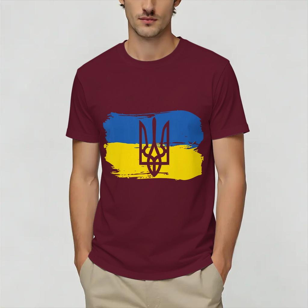 Ukraine Ukrainian Flag T Shirt for Unisex Cotton Funny TShirt O Neck Tees Short Sleeve Clothes Big Size