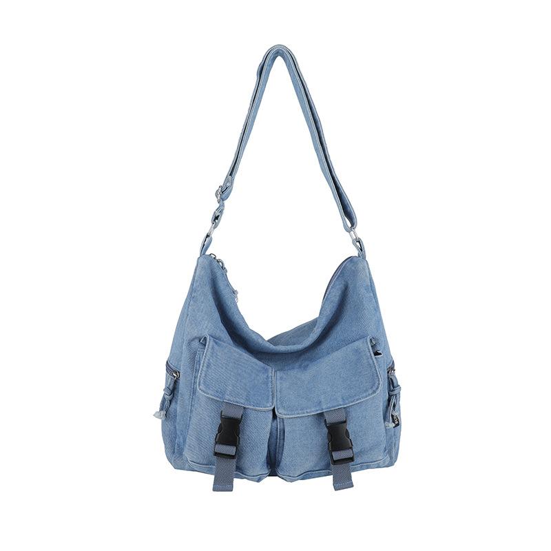Damen Vintage Pendlertasche Große Kapazität Denim Umhängetasche