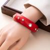 Personalized Design Sense Pentagram Rivet Wood Bracelet Versatile Trendy Cool Exaggerated Bracelet Wide-Sided Rivet Jewelry