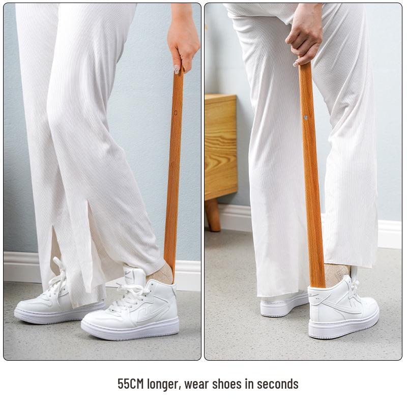 Black Walnut Magnetic Shoehorn: Long Handle Shoe Puller for Pregnant Women, Elderly, and Easy Wear, Premium Solid Wood.