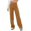 Pantaloni casual da donna alla moda a gamba dritta, pantaloni elasticizzati con bottoni a vita alta e tasche multiple
