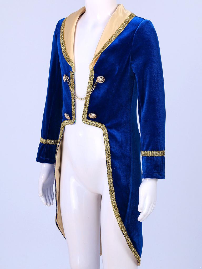 Boys Prince Cosplay Costume Vintage Royal Court Theme Party Dress Up Long Sleeve Tuxedo Coat Outfit