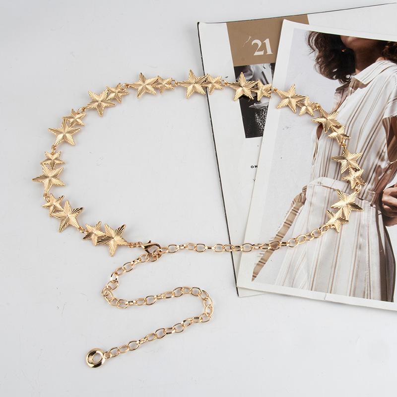 New Five-pointed Star European and American Style Waist Chain Women's Versatile Dress Waist-hugging European and American Style Waist Rope for Girls