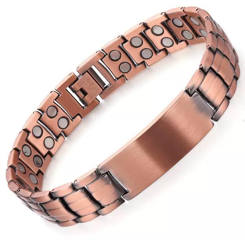 Antique Red Copper Bracelet Watch Buckle Intricately Carved Retro Fashion Cross Shaped Full Magnet