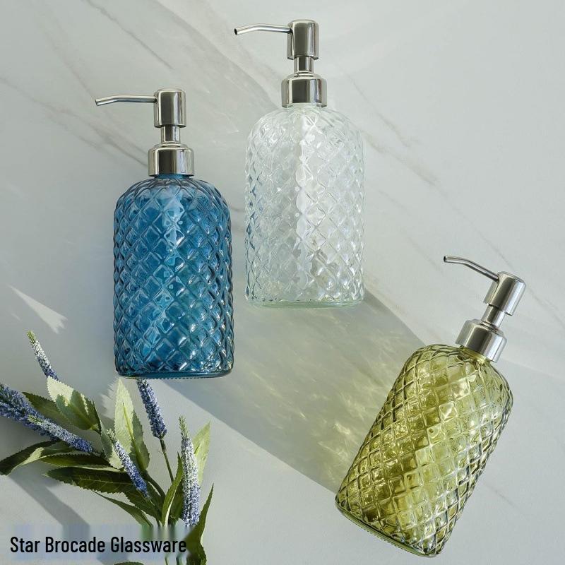 Luxury Glass Pump Dispenser for Lotion, Hand Soap, Shampoo & Shower Gel - Travel Size