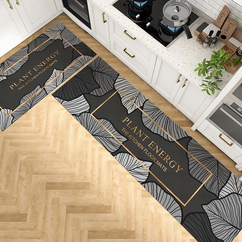 

Carpet for Kitchen Pvc Leather Non-slip Floor Mat Waterproof Oil-proof Foot Mats Long Rug Green Plants Home Decoration Rugs 50x80cm