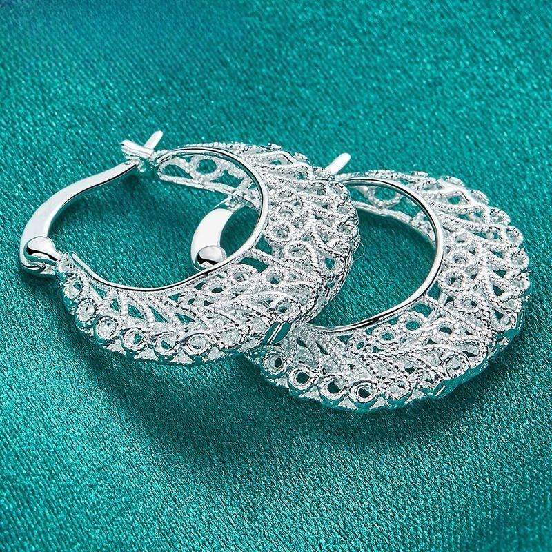 925 Sterling Silver Jewelry with Fashionable Openwork Earrings