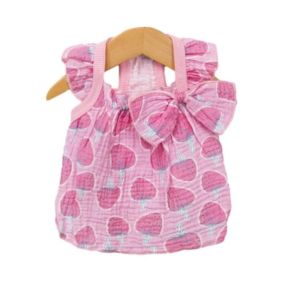 Cute Strawberry Pattern Dog Dress Ruffle Sleeveless Princess Dress with Bow Summer Breathable Puppy Outfit for Small Dogs Cats XS розовый