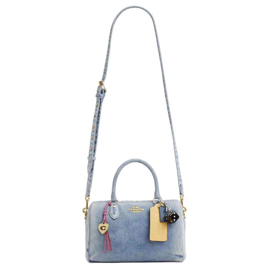 Coach Bolso de Hombro de Mezclilla con Colgante de Logo Rowan para Mujer Color Índigo Claro CDY74-IMNIM